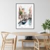 Venice Gondola Watercolor Painting Art Print - Kitchen Wall Art - Portrait