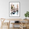 Venice Gondola Watercolor Painting Art Print - Kitchen Wall Art - Portrait