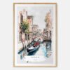 Venice Gondola Watercolor Painting Art Print - Main - Wood Frame