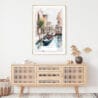 Venice Gondola Watercolor Painting Art Print - Shelf - Portrait