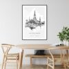 Wat Arun Line Drawing Art Print - Kitchen Wall Art - Portrait