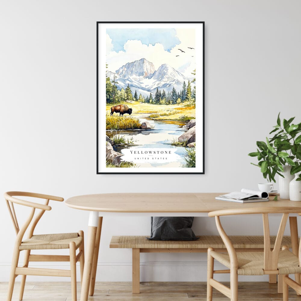Yellowstone Bison Watercolor Art Print - Kitchen Wall Art - Portrait Yellowstone Bison Watercolor Art Print - Kitchen Wall Art - Portrait