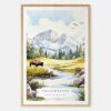 Yellowstone Bison Watercolor Art Print - Main - Wood Frame