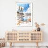 Yellowstone Geyser Watercolor Art Print - Shelf - Portrait