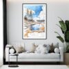Yellowstone Geyser Watercolor Wall Art - Living Room - Portrait