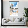 Yellowstone Geyser Watercolor Wall Art - Living Room - Portrait