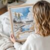 Yellowstone Geyser Watercolor Wall Art - Woman Holding - Portrait