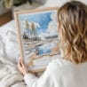 Yellowstone Geyser Watercolor Wall Art - Woman Holding - Portrait