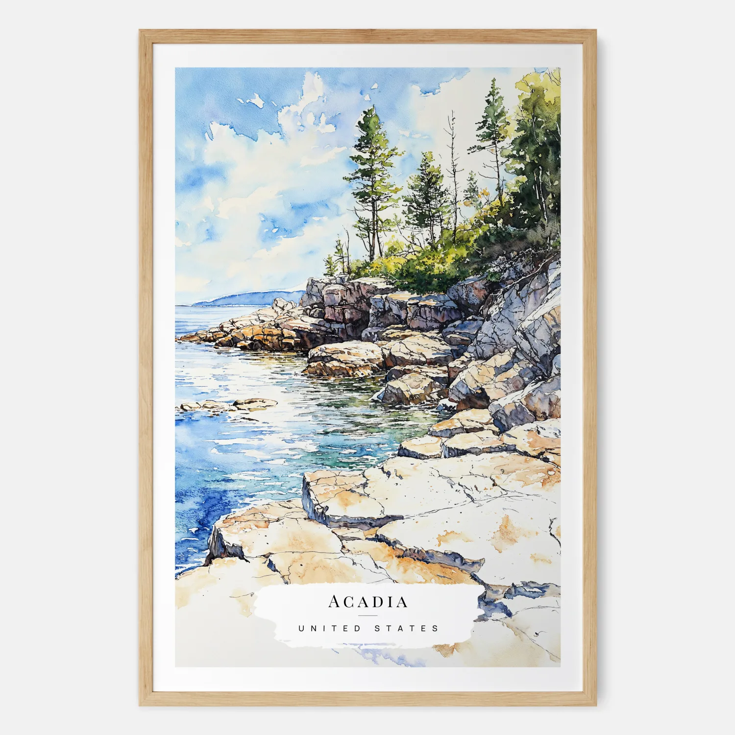 Acadia National Park Watercolor Print - Maine National Park Art Print