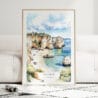 Algarve Beach Watercolor Art Print - Wood Frame standing on Floor