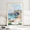 Algarve Portugal Watercolor Art Print - Wood Frame standing on Floor
