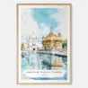 Amritsar Golden Temple Watercolor Art Print - Main - Wood Frame