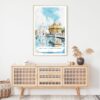 Amritsar Golden Temple Watercolor Art Print - Shelf - Portrait