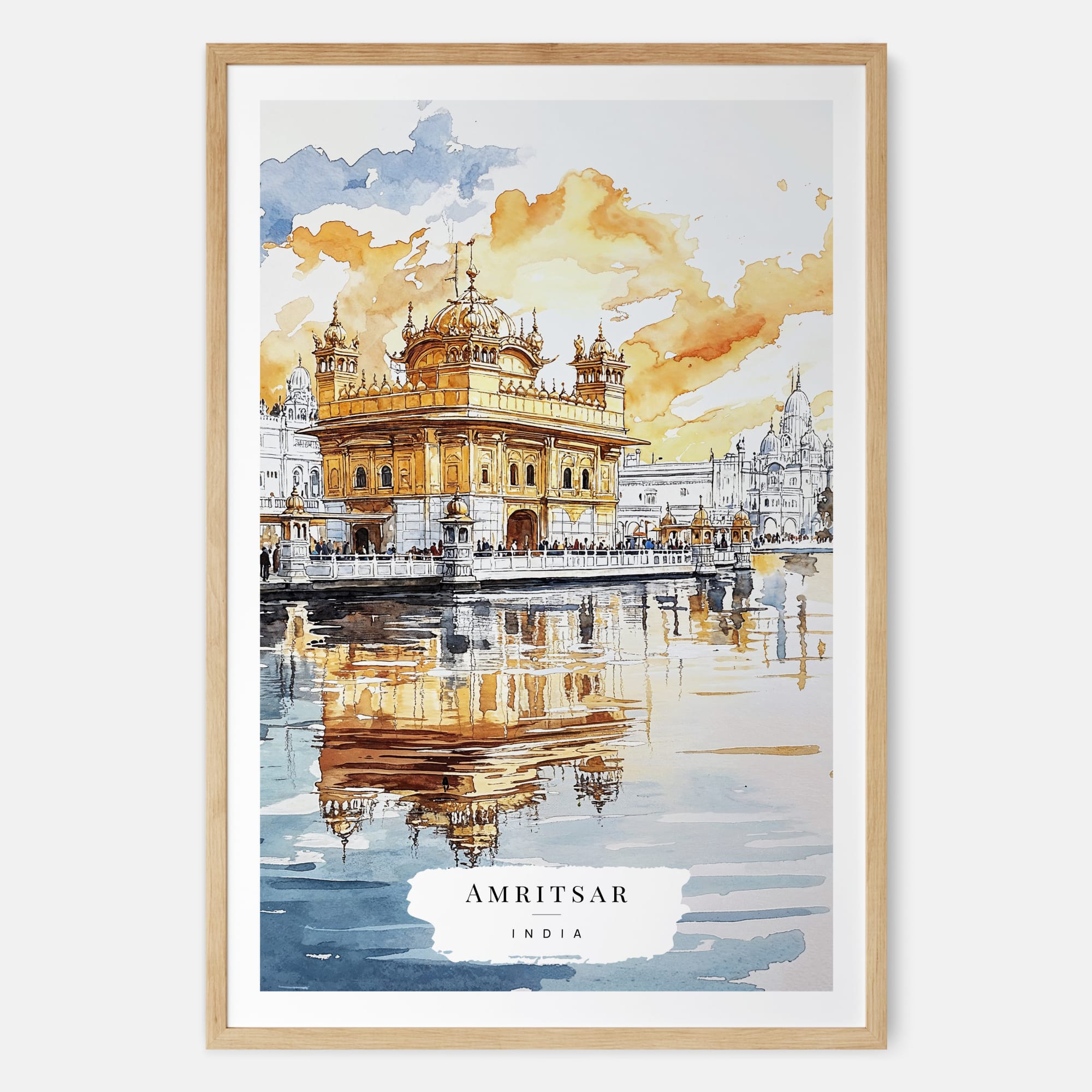 Amritsar India Watercolor Painting – Golden Temple Art Print