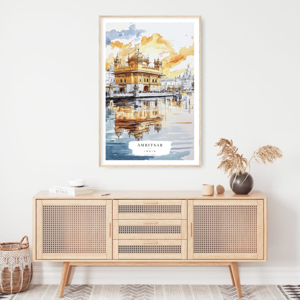 Amritsar India Watercolor Art Print - Shelf - Portrait Amritsar India Watercolor Art Print - Shelf - Portrait