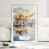Amritsar India Watercolor Art Print - Wood Frame standing on Floor
