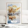 Amritsar India Watercolor Art Print - Wood Frame standing on Floor
