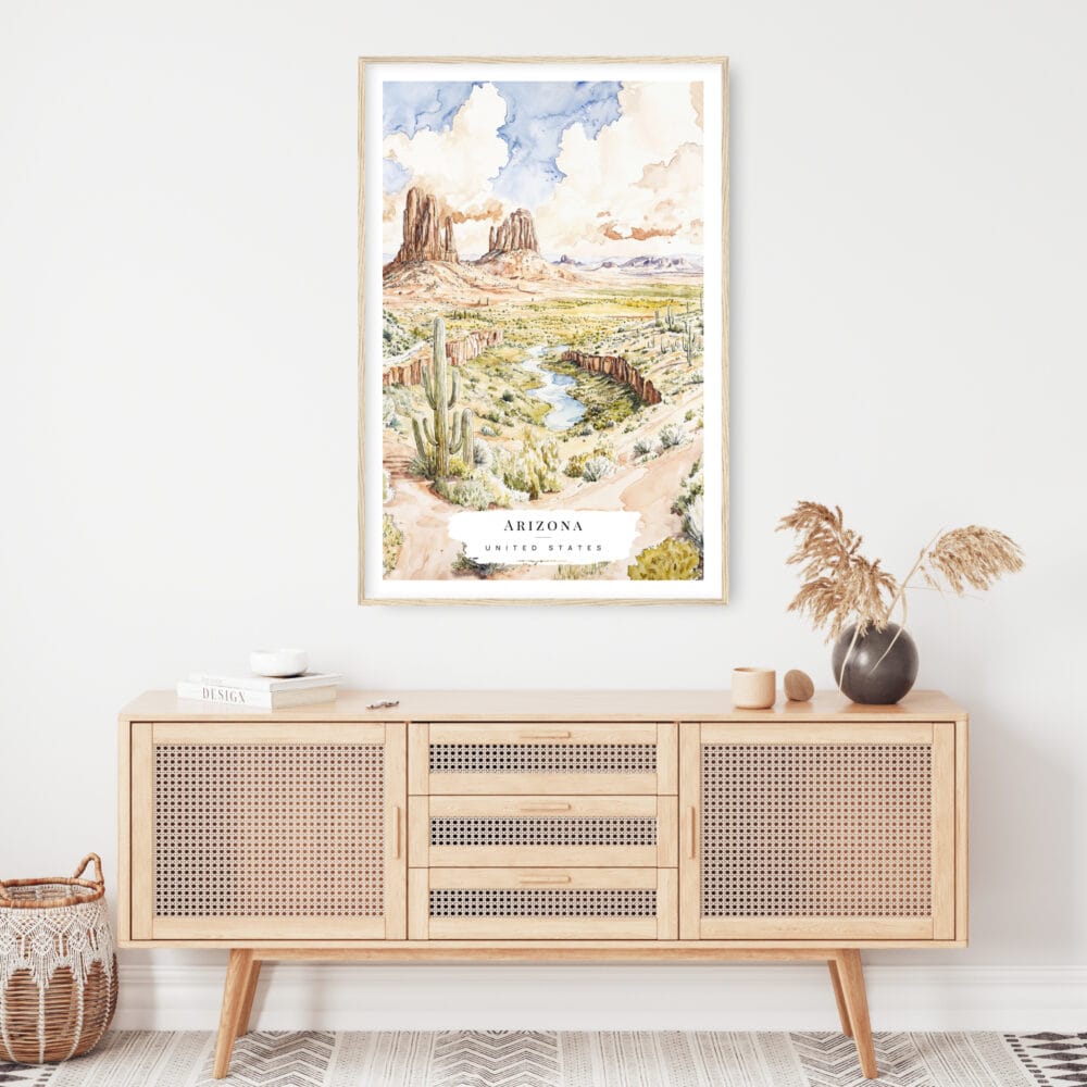Arizona Watercolor Art Print - Shelf - Portrait Arizona Watercolor Art Print - Shelf - Portrait