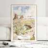 Arizona Watercolor Art Print - Wood Frame standing on Floor