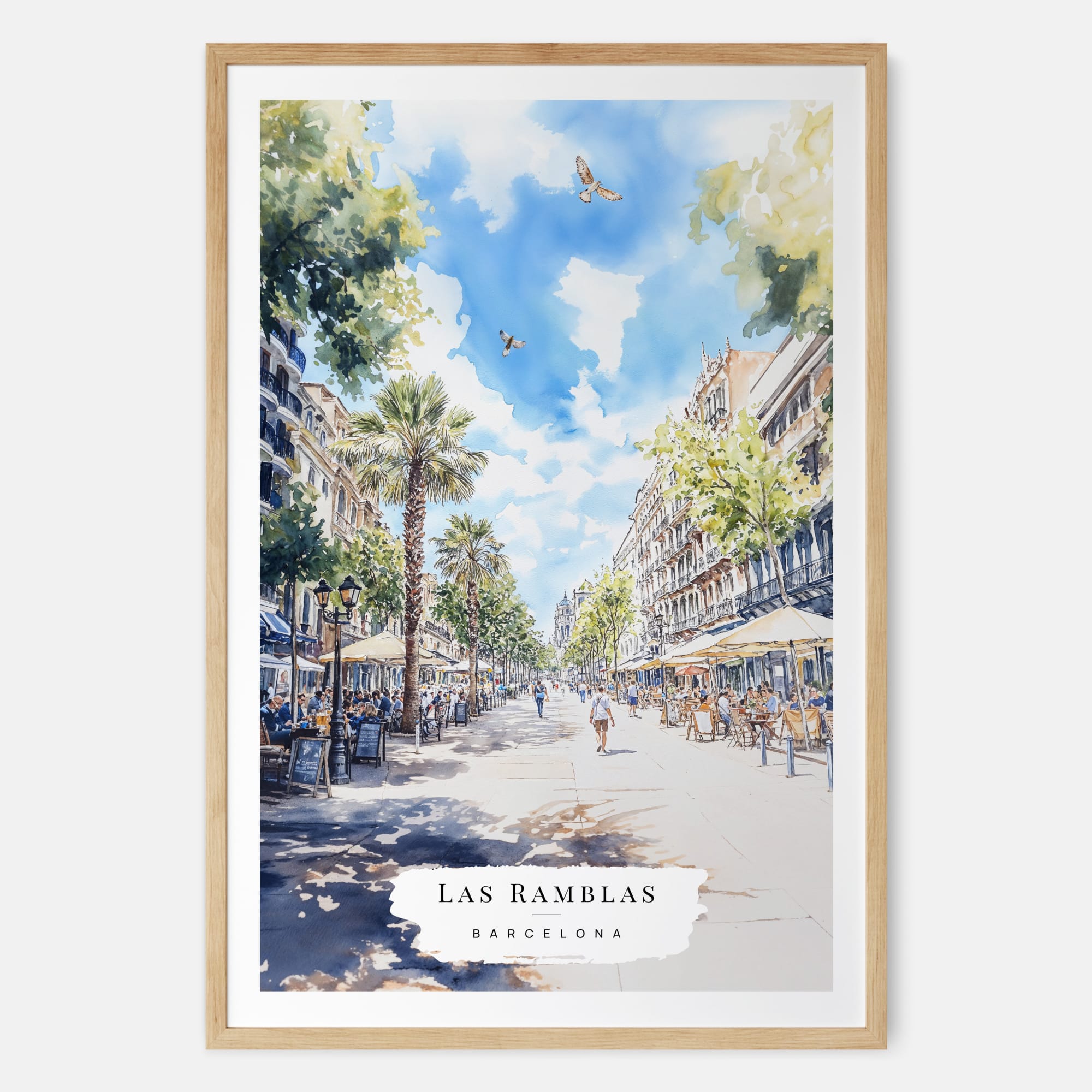 Barcelona Las Ramblas Watercolor Print – Spain Travel Art Print