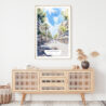 Barcelona Las Ramblas Watercolor Art Print - Shelf - Portrait
