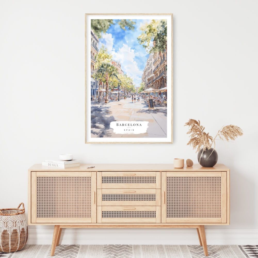 Barcelona Watercolor Art Print - Shelf - Portrait Barcelona Watercolor Art Print - Shelf - Portrait