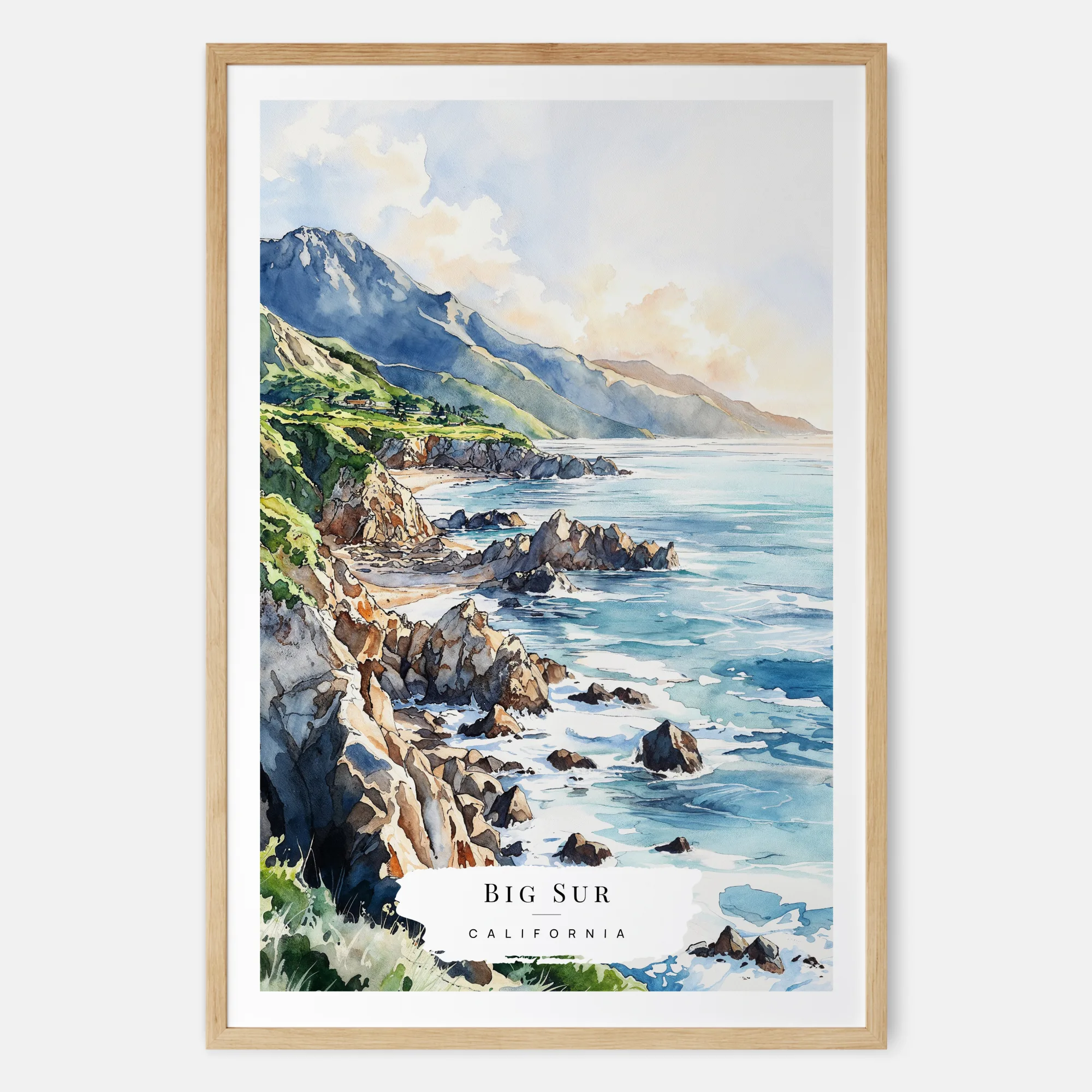 Big Sur Watercolor Print - California Art Print