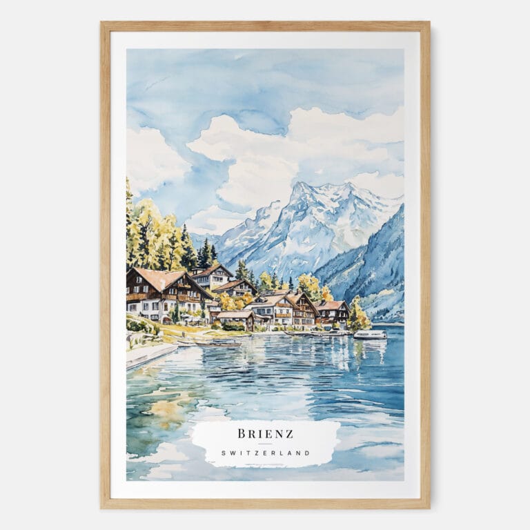 Brienz Watercolor Art Print - Main - Wood Frame