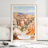 Bryce Canyon National Park Watercolor Art Print - Wood Frame standing on Floor
