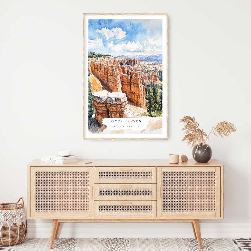 Bryce Canyon Watercolor Art Print - Shelf - Portrait Bryce Canyon Watercolor Art Print - Shelf - Portrait