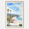 California Laguna Beach Watercolor Art Print - Main - Wood Frame