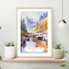 Canadian Rocky Mountains Watercolor Art Print on shelf