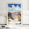 Canyonland Watercolor Art Print - Wood Frame standing on Floor