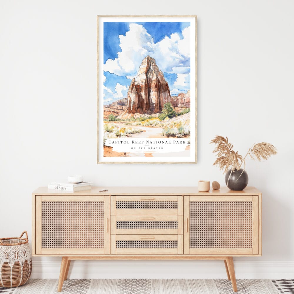 Capitol Reef National Park Watercolor Art Print - Shelf - Portrait Capitol Reef National Park Watercolor Art Print - Shelf - Portrait