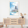 Chicago Skyline Watercolor Art Print - Shelf - Portrait