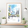 Chicago The Bean Cloud Gate Watercolor Art Print on shelf
