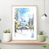 Chicago The Bean Cloud Gate Watercolor Art Print on shelf