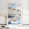 Copenhagen Denmark Watercolor Art Print - Wood Frame standing on Floor