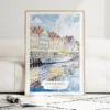 Copenhagen Denmark Watercolor Art Print - Wood Frame standing on Floor