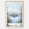 Crater Lake National Park Watercolor Art Print - Main - Wood Frame