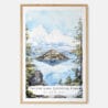 Crater Lake National Park Watercolor Art Print - Main - Wood Frame