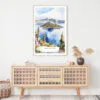 Crater Lake Watercolor Art Print - Shelf - Portrait
