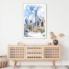 Dallas Texas Watercolor Art Print - Shelf - Portrait