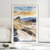 Death Valley National Park Watercolor Art Print - Wood Frame standing on Floor