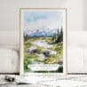 Denali National Park Watercolor Art Print - Wood Frame standing on Floor