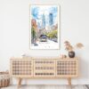 Downtown Philadelphia Watercolor Art Print - Shelf - Portrait