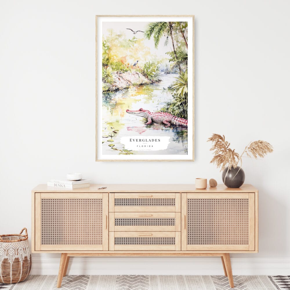 Florida Everglades Watercolor Art Print - Shelf - Portrait Florida Everglades Watercolor Art Print - Shelf - Portrait