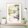 Florida Everglades Watercolor Art Print on shelf