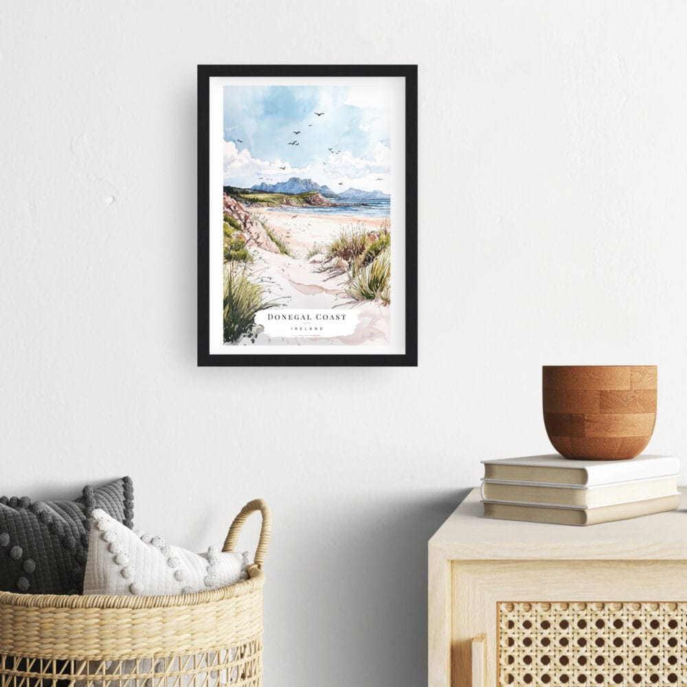 Framed Donegal Coast Watercolor Wall Art - Hallway - Portrait Framed Donegal Coast Watercolor Wall Art - Hallway - Portrait