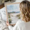 Framed Donegal Coast Watercolor Wall Art - Woman Holding - Portrait